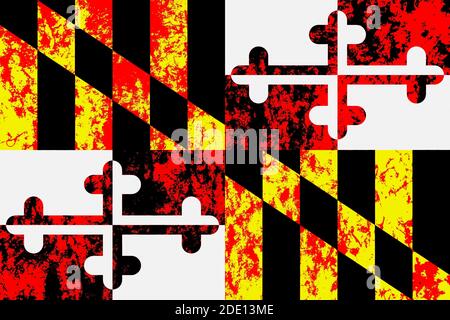 Artistic rendering of the Maryland state flag with grunge texture ...