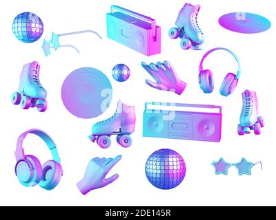 80s pop culture, conceptual illustration Stock Photo