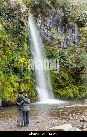 Dawson Falls Waterfall, Egmont-National Park, Taranaki, North Island, New Zealand, Pacific Stock Photo