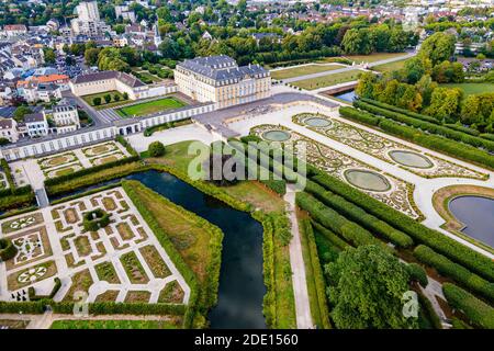 Aerial of Augustusburg Palace, UNESCO World Heritage Site, Bruhl, North Rhine-Westphalia, Germany, Europe Stock Photo