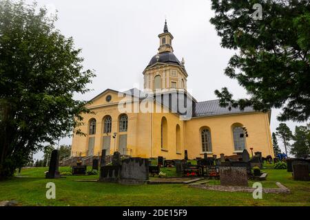 The Alatornio Church exterior and a point in the Struve Geodetic Arc, UNESCO World Heritage Site, Kemi, Finland, Europe Stock Photo