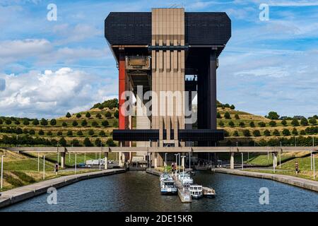 Strepy-Thieu boat lift, one of the worlds largest boat lifts, Canal du Centre, La Louviere, Belgium, Europe Stock Photo