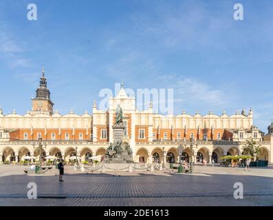 The Old Town Square and Adam Mickiewicz Monument, UNESCO World Heritage Site, Krakow, Poland, Europe Stock Photo
