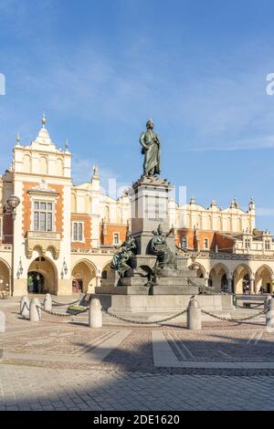 The Old Town Square and Adam Mickiewicz Monument, UNESCO World Heritage Site, Krakow, Poland, Europe Stock Photo