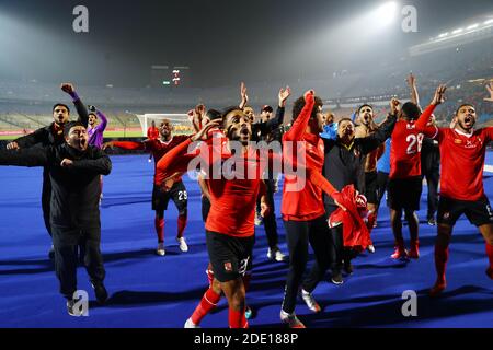 Cairo, Egypt. 27th Nov, 2020. Players of Egypt's Al Ahly celebrate victory after the final match of the CAF Champions League in Cairo, Egypt, Nov. 27, 2020. Credit: Ahmed Gomaa/Xinhua/Alamy Live News Stock Photo