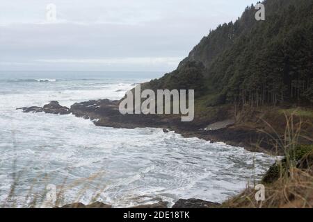 Cape Perpetua on the central Oregon coast. Stock Photo