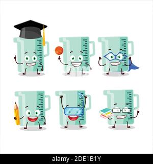 School student of measuring cup cartoon character with various expressions. Vector illustration Stock Vector