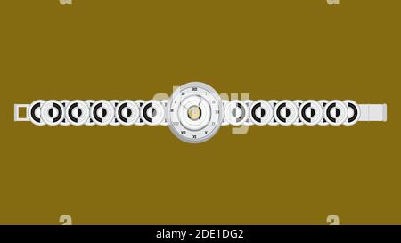 Picture of a black and white  wrist watch, having roman clock Stock Vector