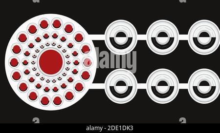 3d graphic of a symbol made of spheres, abstract buttons artwork Stock Vector