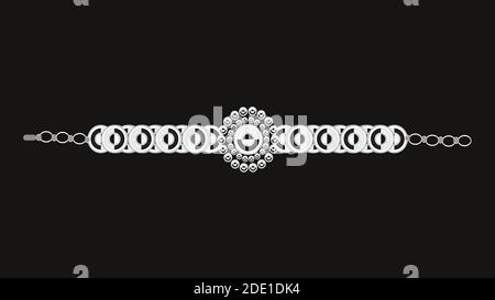 Diamond Jewelry icon, Black and white color, abstract buttons, ladies bracelet, vector graphic design Stock Vector