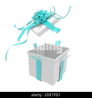 gift open box background  surprise isolated ribbons parcel delivery offer sales- 3d  rendering Stock Photo