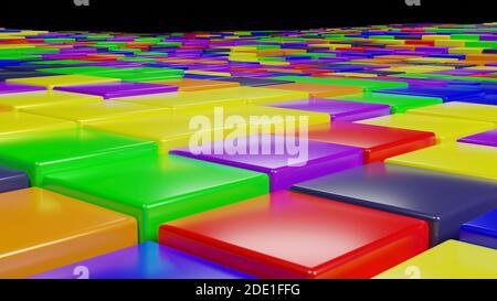 Multi colored cubes abstract background 3D rendering. Stock Photo