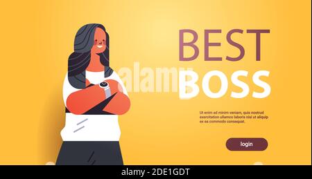 businesswoman leader in formal wear successful business woman standing pose leadership best boss concept female office worker portrait horizontal vector illustration Stock Vector