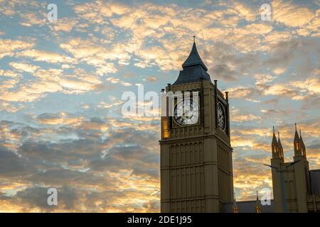 Big Ben against colorful sunset in London, England, UK. Stock Photo