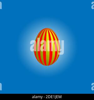 Festive chicken Easter egg with red stripes. Easter holiday. 3d chicken egg. Red stripe. Religion and culture. Religious event. Peasantry. Greeting ca Stock Vector