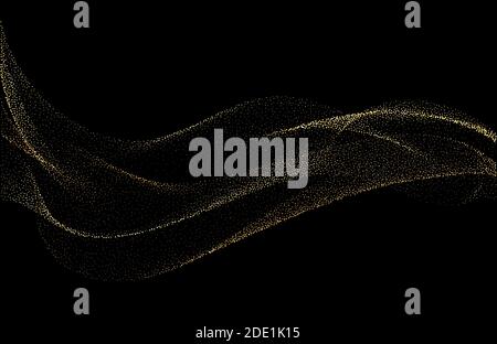 Abstract shiny golden wavy design element. Flow gold wave Stock Vector