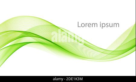 Vector green abstract wave design element. Smoke lines Stock Vector