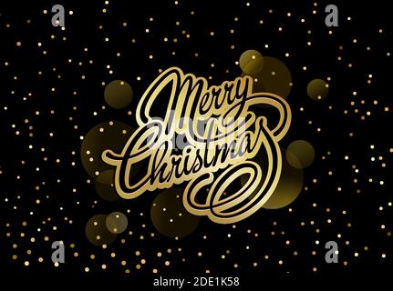 Christmas card with text Merry Christmas. Calligraphic Lettering design Stock Vector