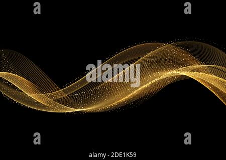 Abstract shiny golden wavy design element. Flow gold wave Stock Vector