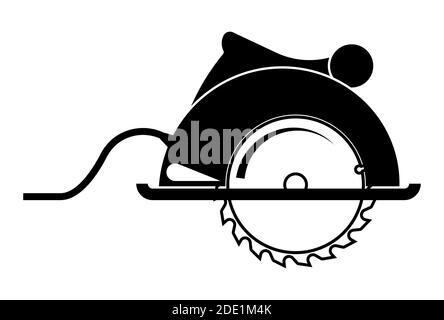 circular saw, black and white icon. Isolated vector Stock Vector