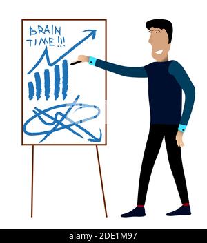 financial consultant, crisis manager draws charts and rules of business management on a tablet. The actions of the leader during the crisis. Vector on Stock Vector