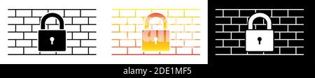Firewall sign is black and white and in the colors of fire. Network data protection. Vector Stock Vector