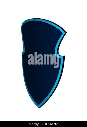 knight shield is dark blue. Defense against attack. Isolated vector on white background Stock Vector