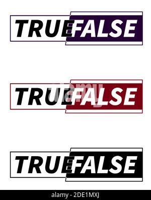 logo with the words true and false in different colors, print on clothes Stock Vector