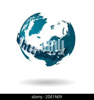 secure internet connection concept. Secure communication with encrypted traffic. Globe with continents on a white background. Vector Stock Vector