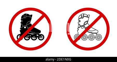 No roller skating prohibition vector sign in the red circle. Vector on a white background Stock Vector