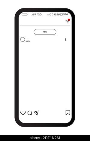mockup of the mobile application on the screen of smartphone with carousel interface post on social network Stock Vector