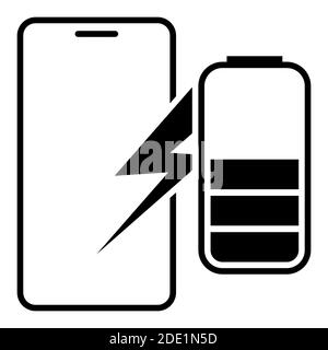 Smartphone icon with battery. The charge level of the mobile device. Vector on a white background Stock Vector