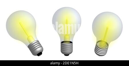 realistic incandescent lamp, multi colored 3D illustration on a transparent background, isolated Stock Vector