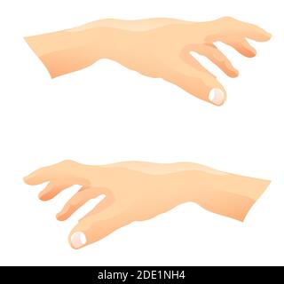 right and left hands of a fair skinned person in realistic style, gesture to take or points something Stock Vector