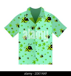 Vector illustration Hawaiian aloha shirt with flower wreath, necklace. Hawaii  shirt aloha beach male cloth. Hawaii shirt adult clothing pattern design  Stock Vector Image & Art - Alamy