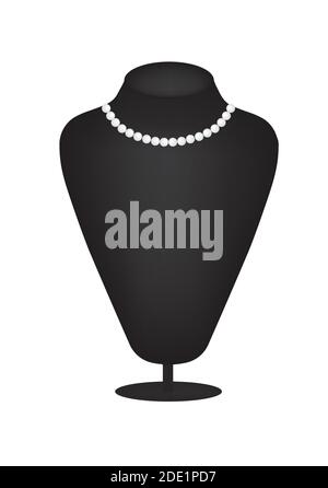 Mannequin silhouette with pearl necklace, vector Stock Vector