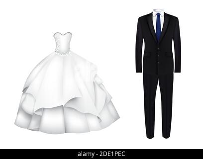 Wedding dress and suit. vector Stock Vector