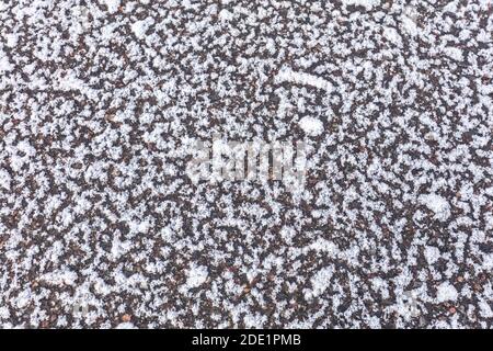 road covered with frost. concept, dangerous traffic, ice. High quality photo Stock Photo