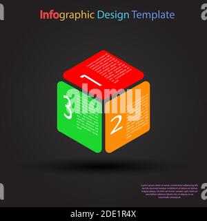 Infographic design template. Three steps to business success, training or promotion. Flat design. Stock Vector