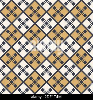 Abstract seamless rhombuses pattern with crosses. Minimalistic graphic print, geometric ornament. Vector color background. Stock Vector