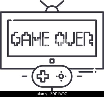 Game over icon, linear isolated illustration, thin line vector, web design sign, outline concept symbol with editable stroke on white background. Stock Vector