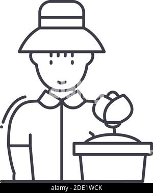 Gardener icon, linear isolated illustration, thin line vector, web design sign, outline concept symbol with editable stroke on white background. Stock Vector