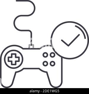 Gamification icon, linear isolated illustration, thin line vector, web design sign, outline concept symbol with editable stroke on white background. Stock Vector