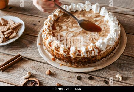 A process of a cake decorating Stock Photo