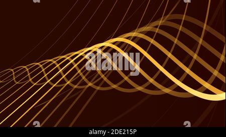 Bright lines of golden light forming striped texture, lines twisting and crossing, cover wallpaper design Stock Vector