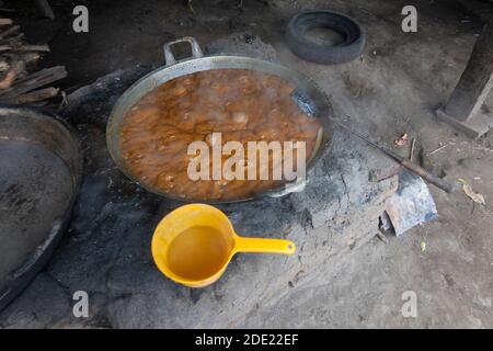 The process of making brown sugar in the traditional way Stock Photo