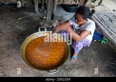 The process of making brown sugar in the traditional way Stock Photo