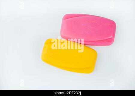 antibacterial hand soap on white minimal background Stock Photo