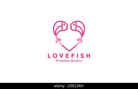 animal fish with love line logo vector icon illustration design Stock Vector