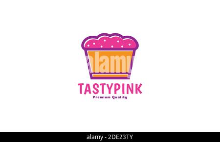 abstract colorful cake tasty pink line logo vector icon illustration design Stock Vector